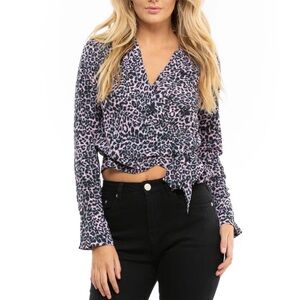 Blue Life Willa Top Full Wrap Black Pink Animal Print Size Small NWOT Mob Wife